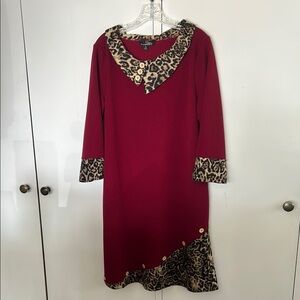 Suzanne Betro Red Sequin Embellished Long Sleeve Sheath Dress